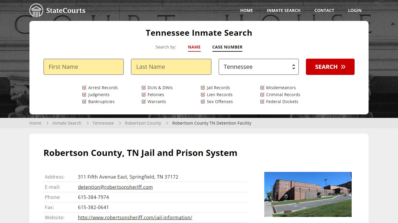 Robertson County, TN Jail and Prison System - State Courts